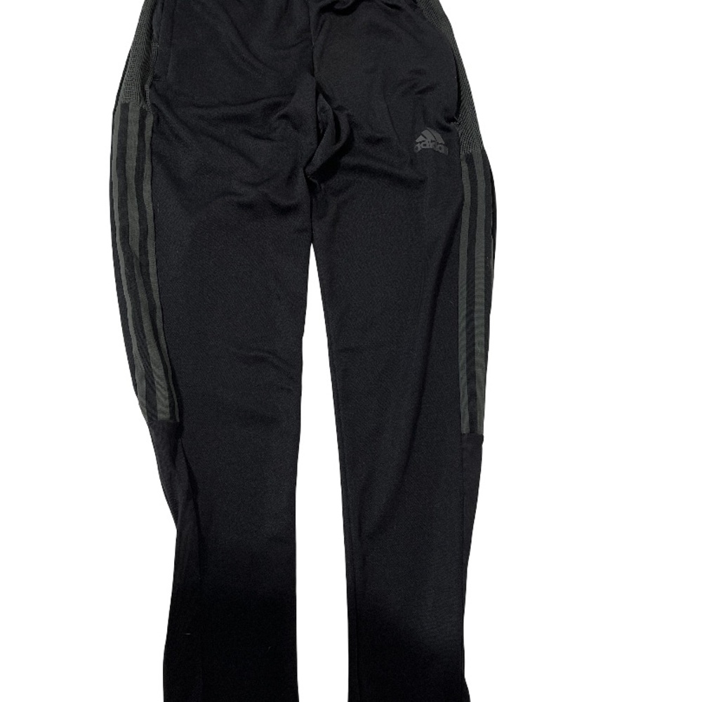 Women’s Adidas Black Athletic Running Pants W/ Gray Stripes and Zips at ankle